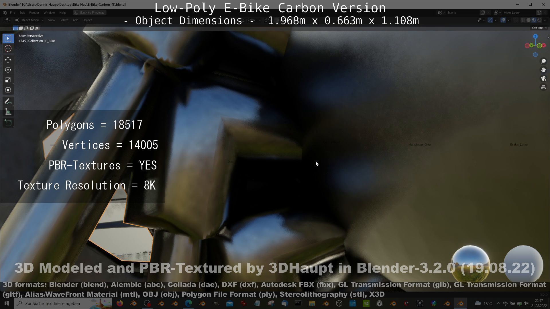 E-Bike Carbon Version Low-poly 3D model_108