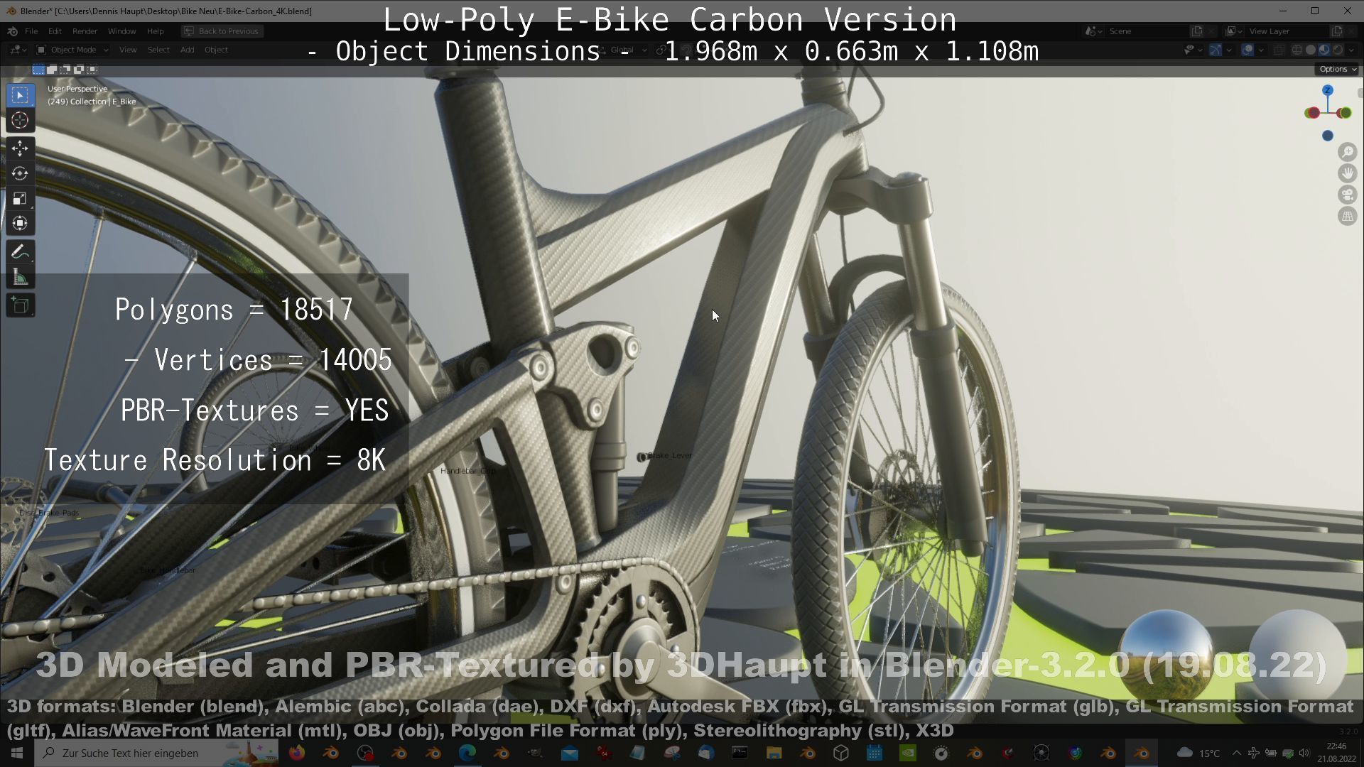 E-Bike Carbon Version Low-poly 3D model_88