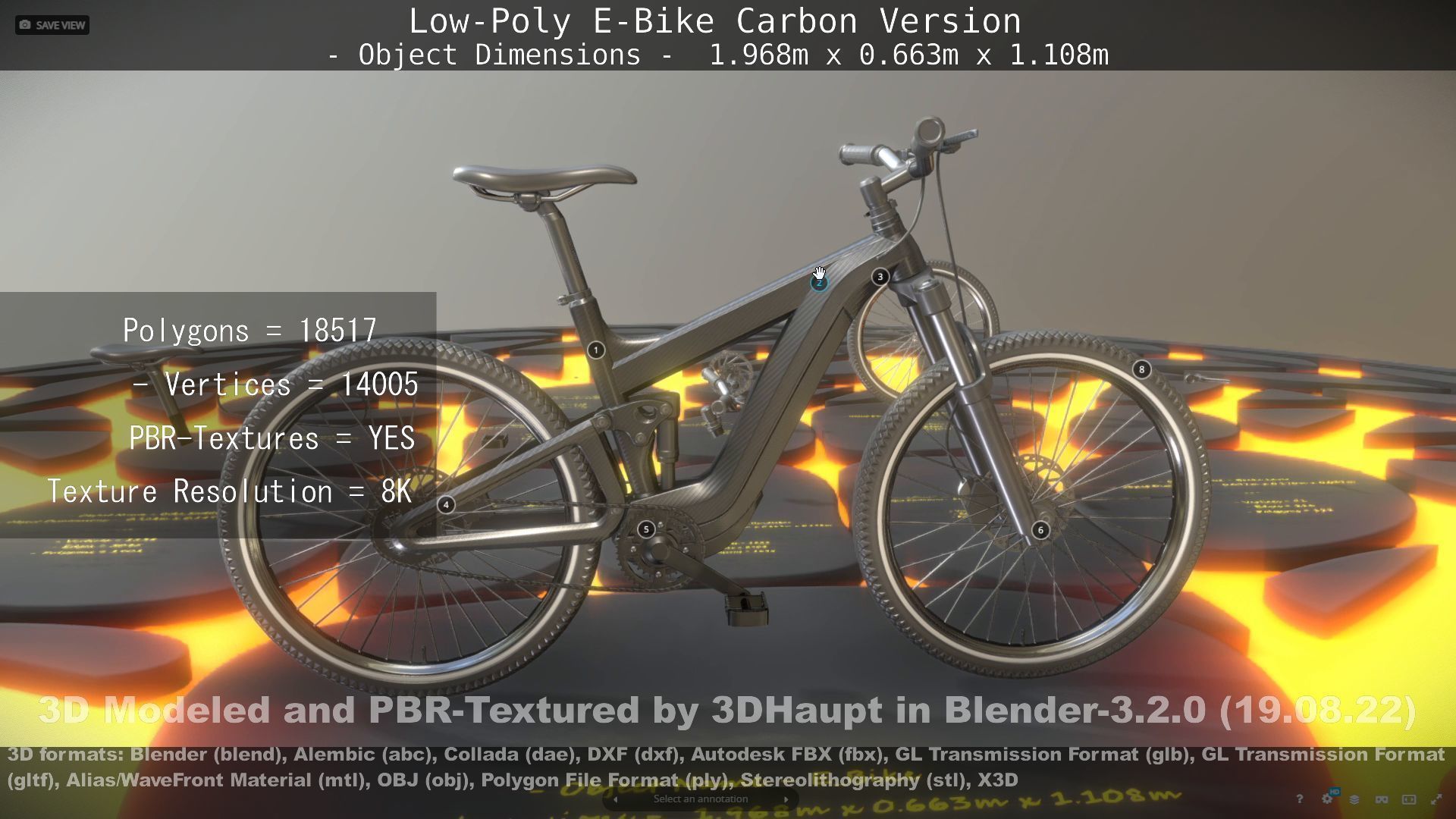 E-Bike Carbon Version Low-poly 3D model_80