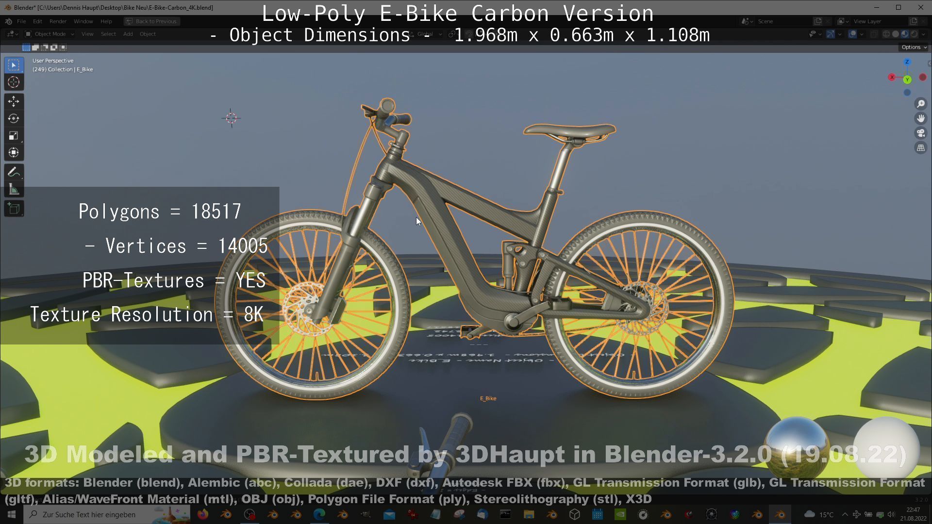 E-Bike Carbon Version Low-poly 3D model_27