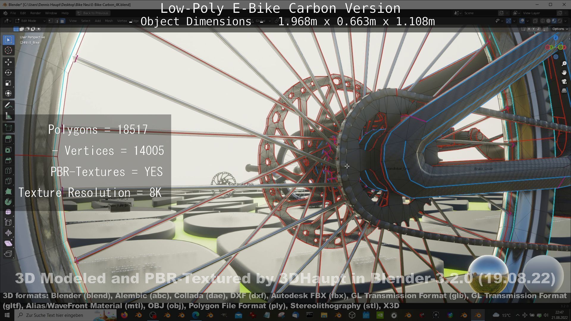 E-Bike Carbon Version Low-poly 3D model_111