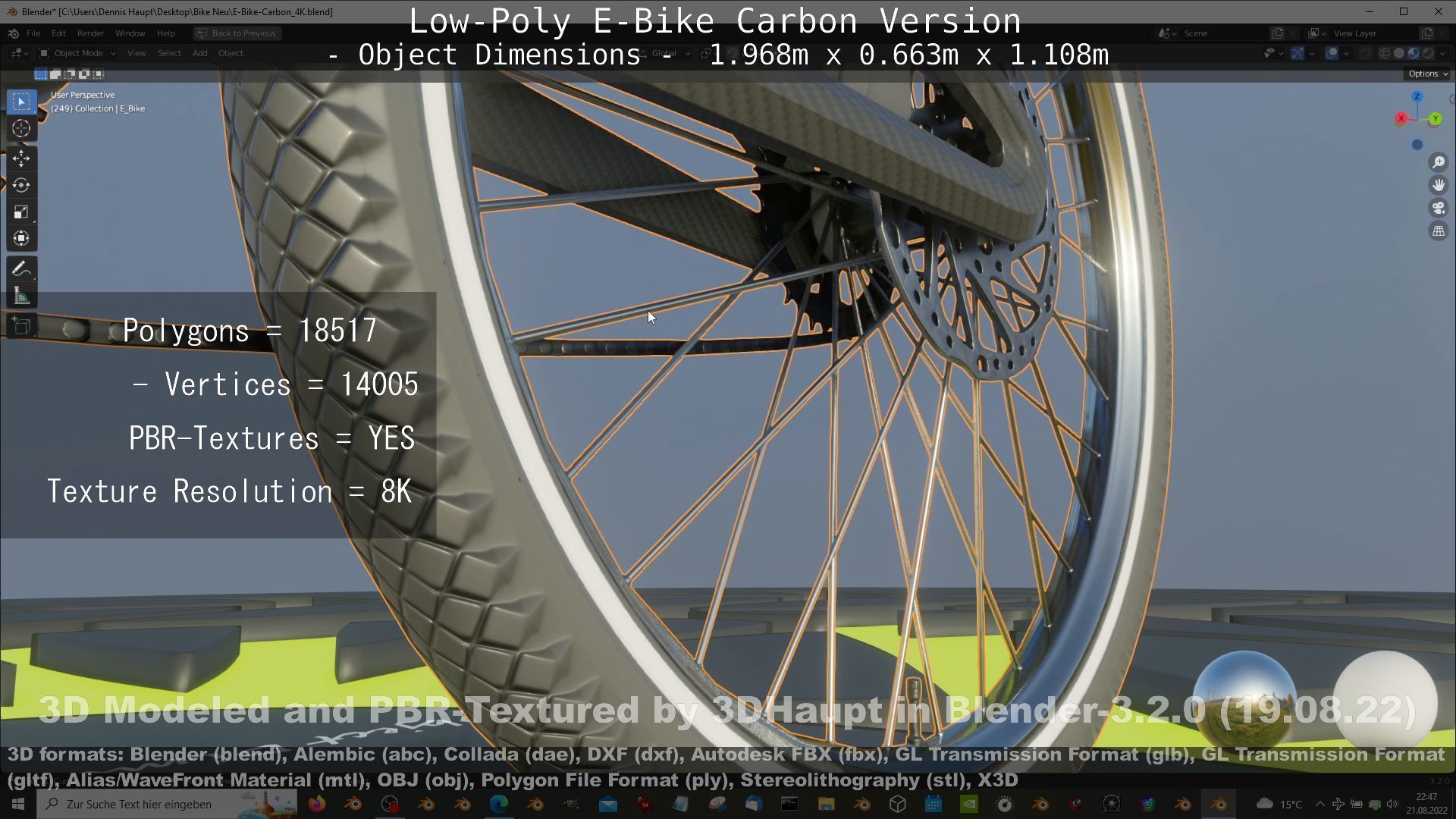 E-Bike Carbon Version Low-poly 3D model_42