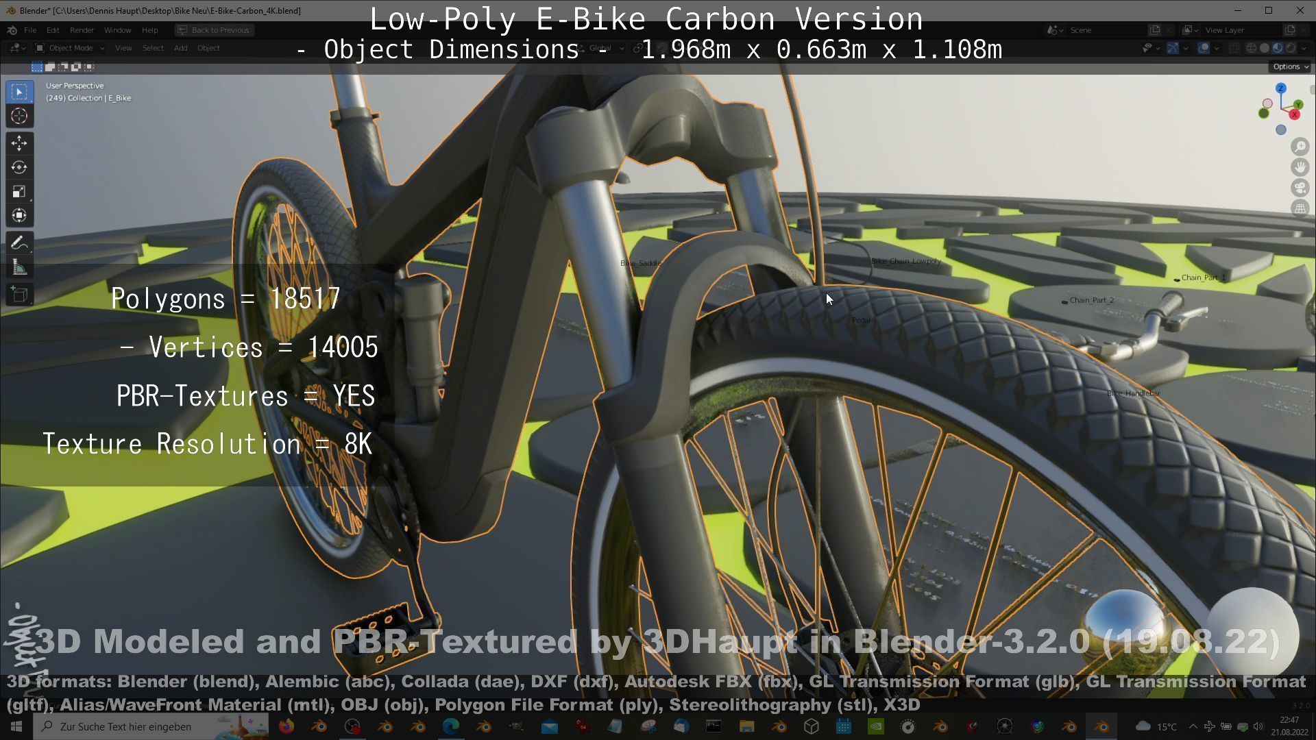 E-Bike Carbon Version Low-poly 3D model_32