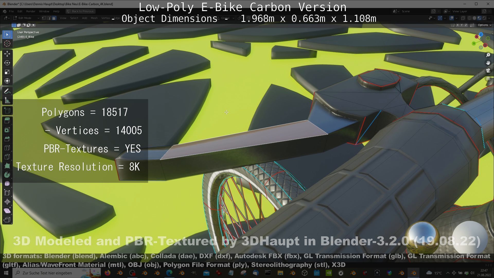 E-Bike Carbon Version Low-poly 3D model_122