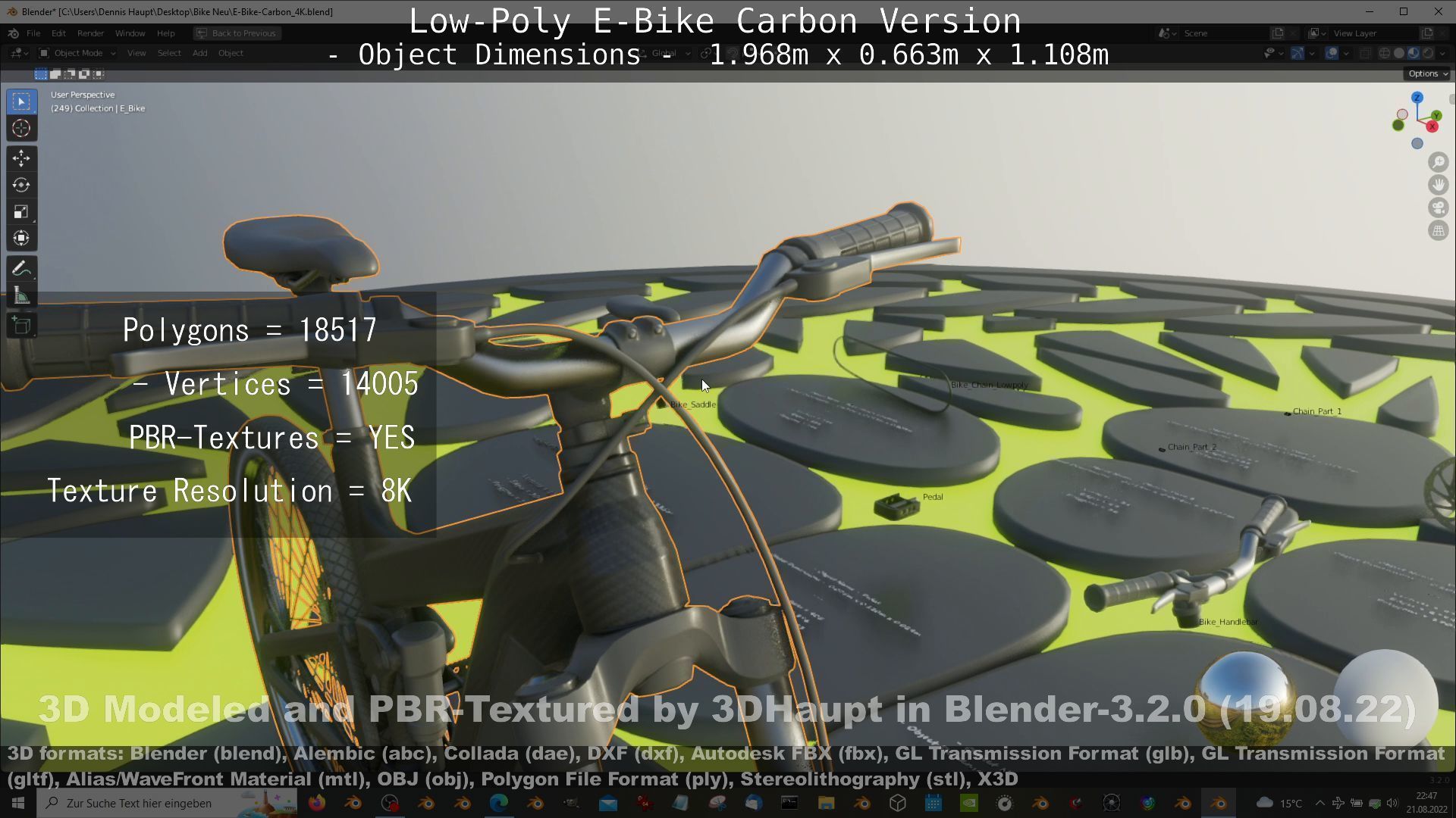 E-Bike Carbon Version Low-poly 3D model_30