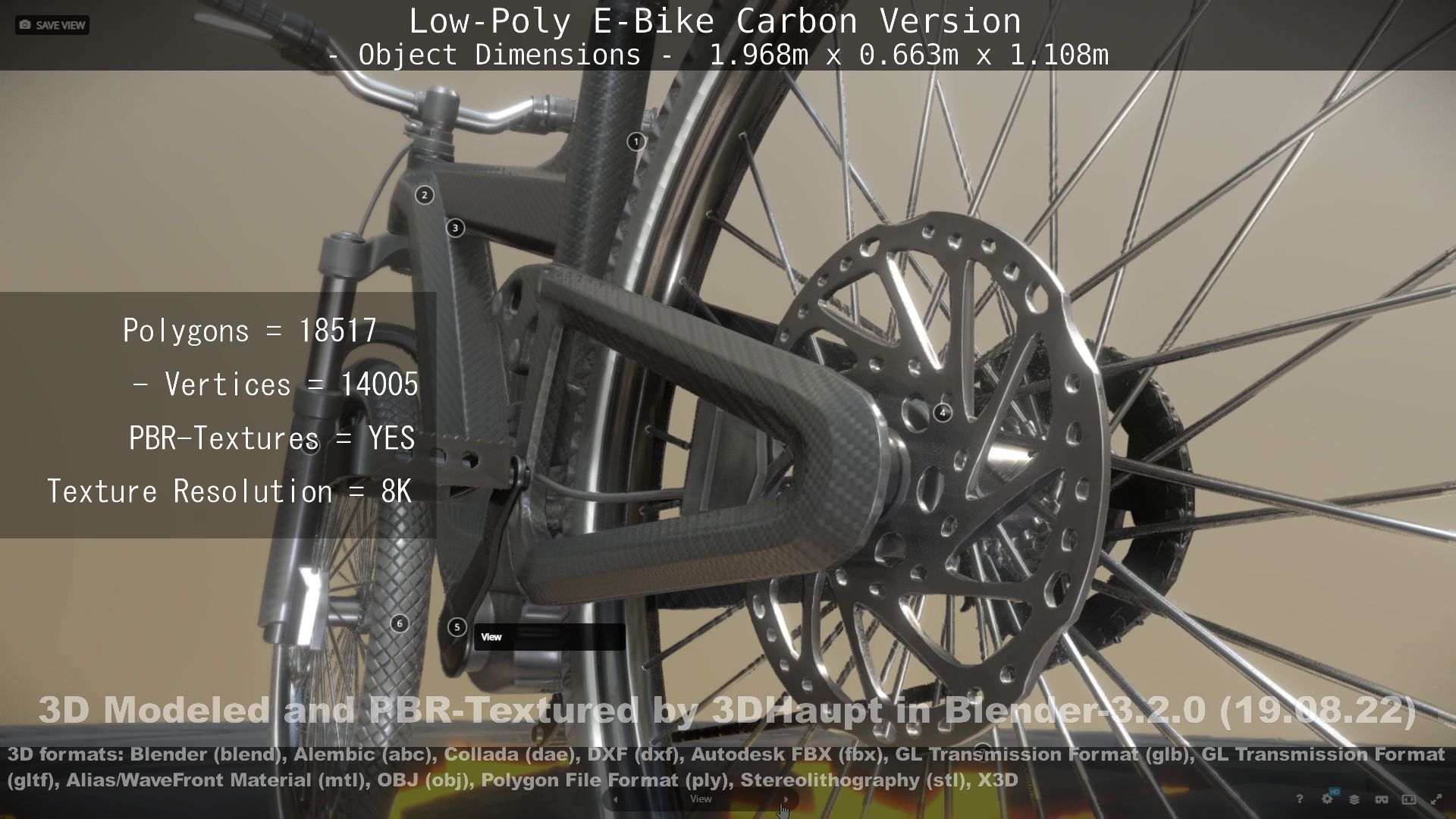 E-Bike Carbon Version Low-poly 3D model_135