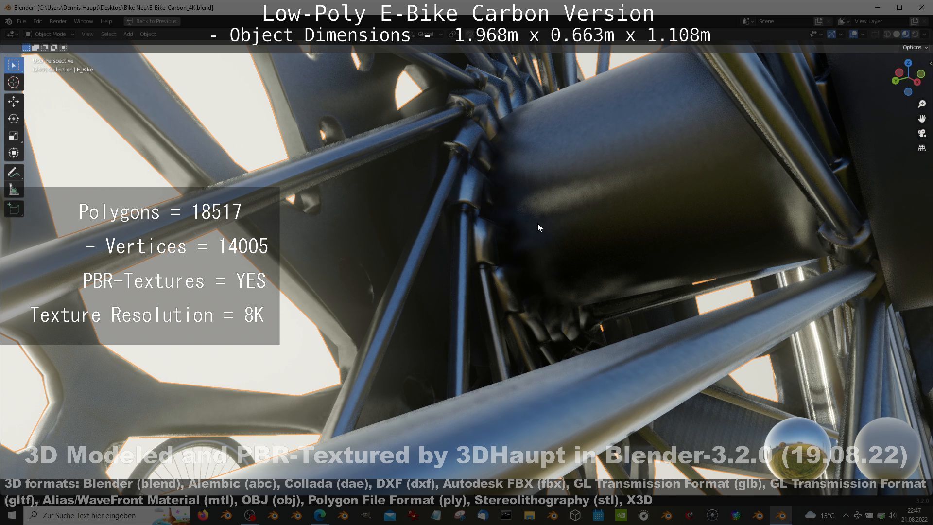 E-Bike Carbon Version Low-poly 3D model_37