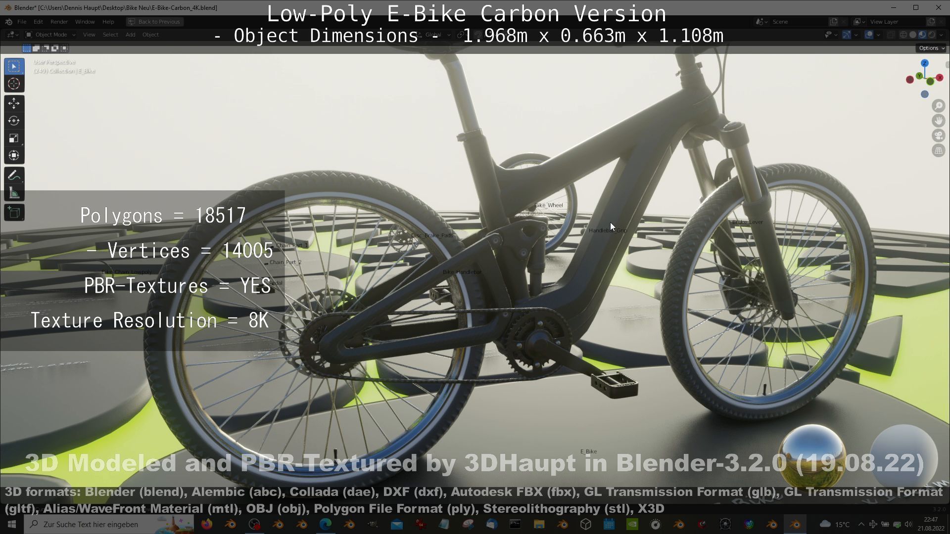 E-Bike Carbon Version Low-poly 3D model_116