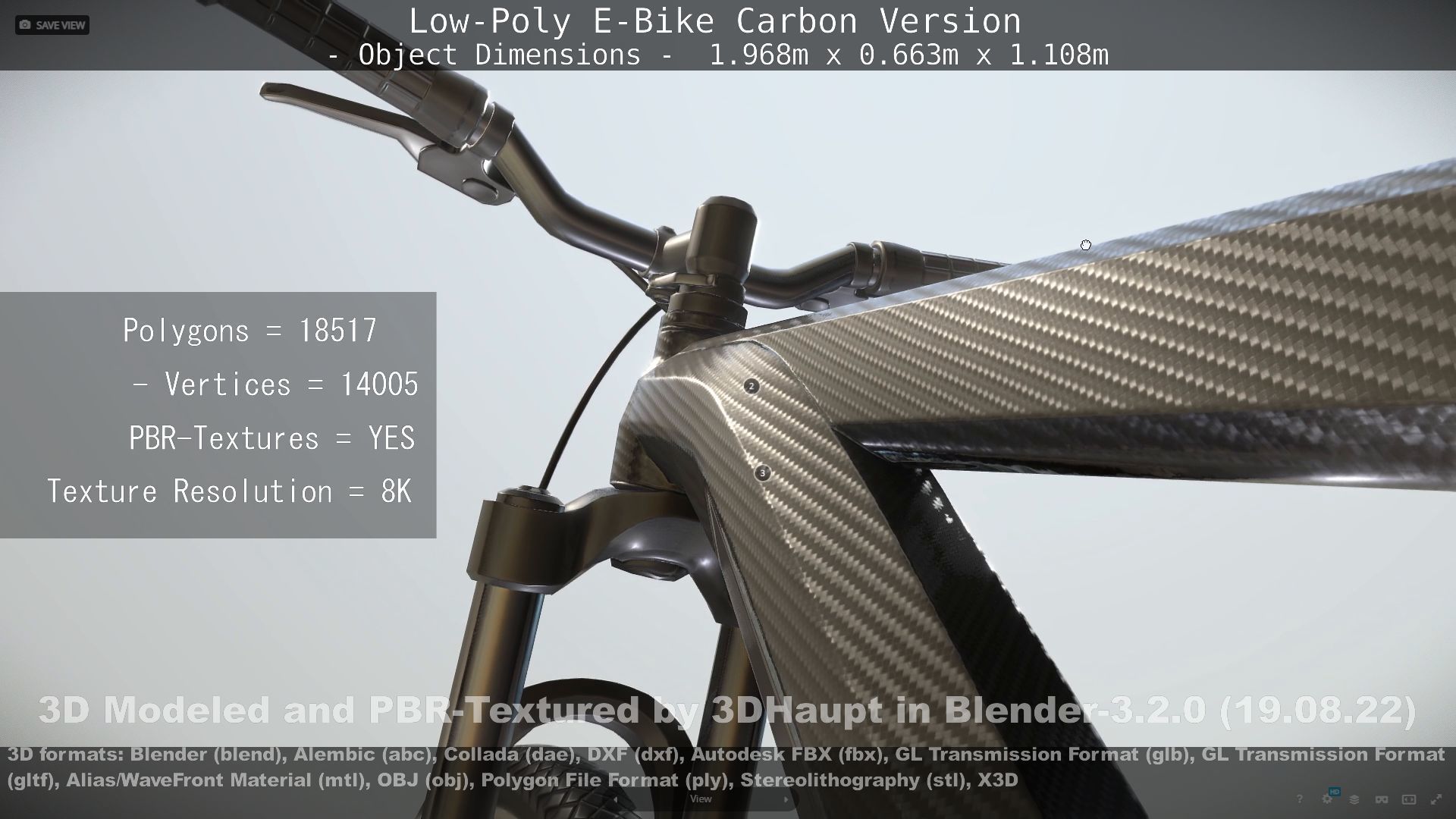 E-Bike Carbon Version Low-poly 3D model_69