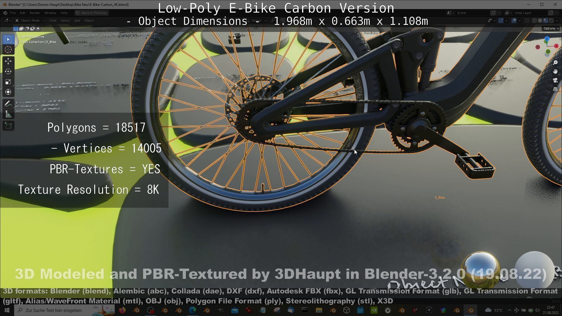 E-Bike Carbon Version Low-poly 3D model_121