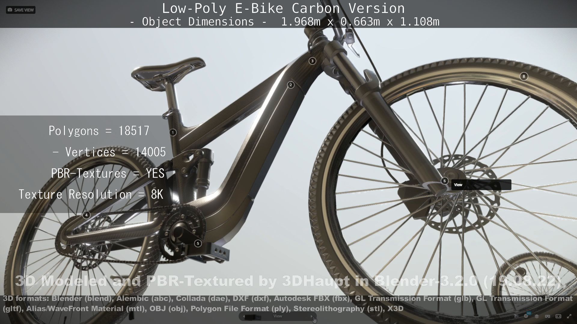 E-Bike Carbon Version Low-poly 3D model_110