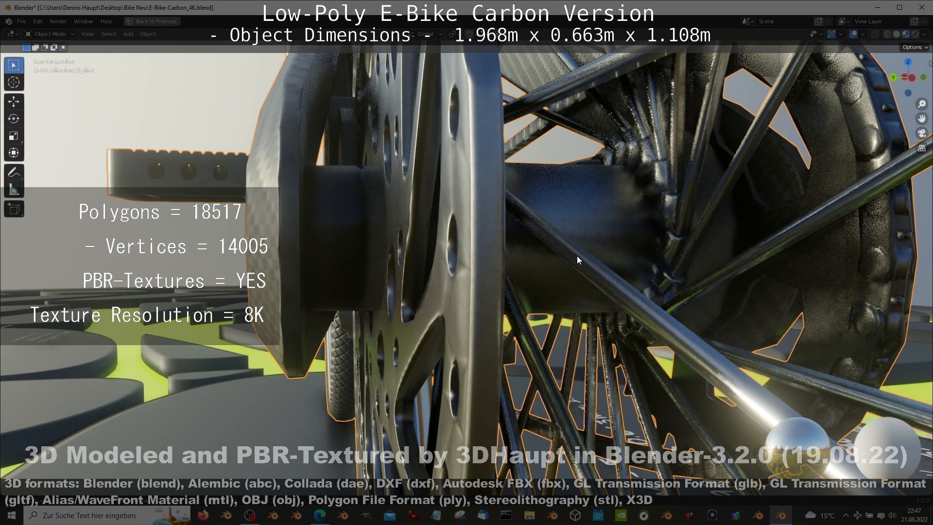 E-Bike Carbon Version Low-poly 3D model_43