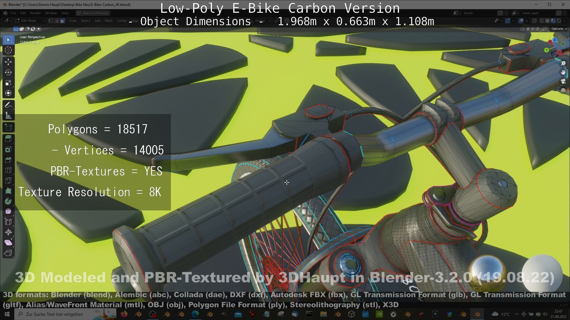 E-Bike Carbon Version Low-poly 3D model_139