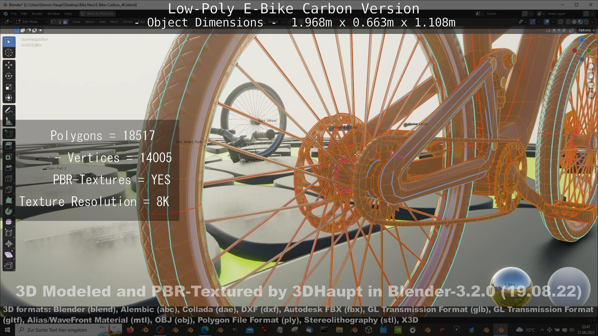 E-Bike Carbon Version Low-poly 3D model_35