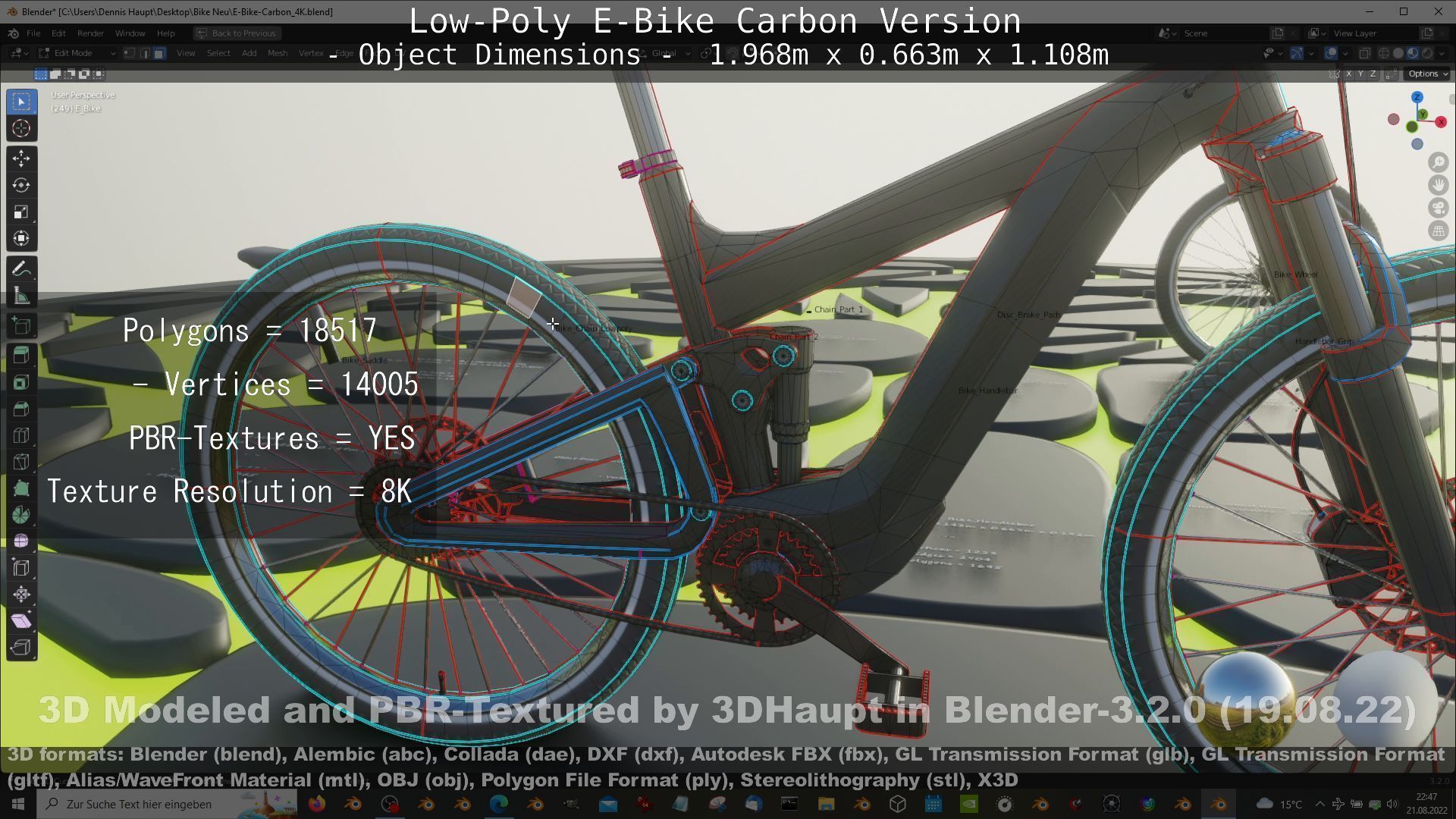 E-Bike Carbon Version Low-poly 3D model_107