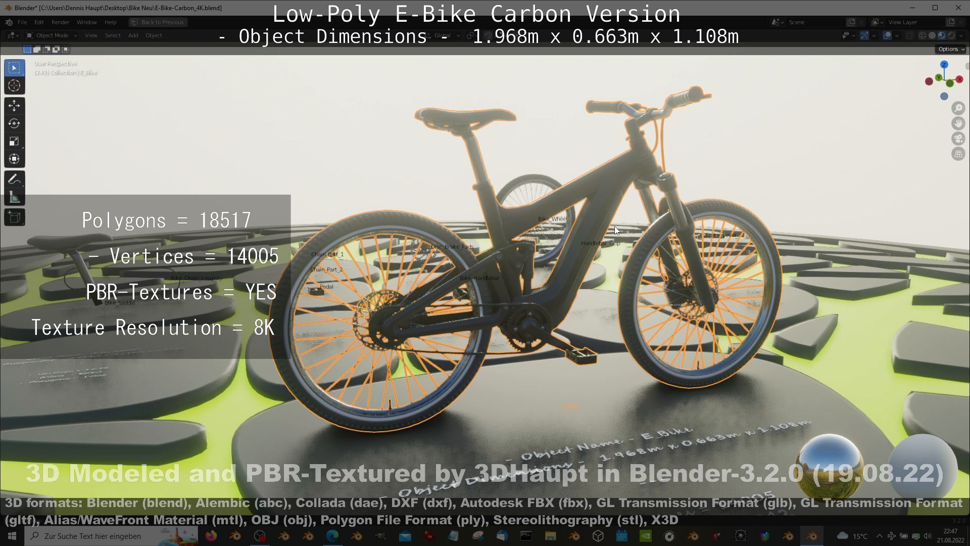 E-Bike Carbon Version Low-poly 3D model_36