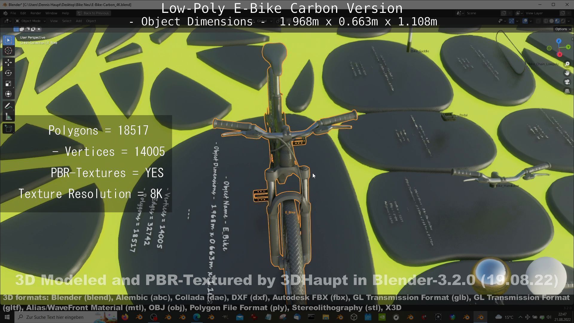E-Bike Carbon Version Low-poly 3D model_128