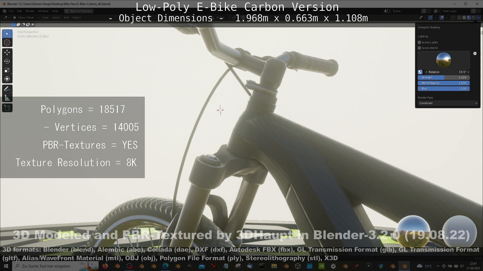 E-Bike Carbon Version Low-poly 3D model_150