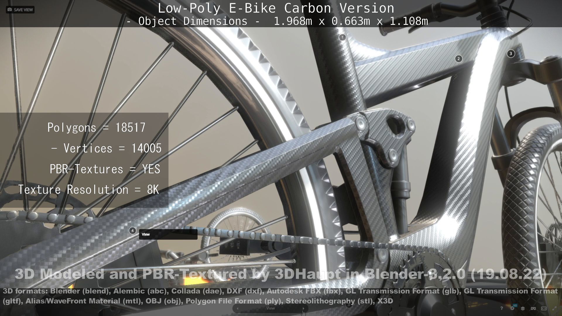 E-Bike Carbon Version Low-poly 3D model_76