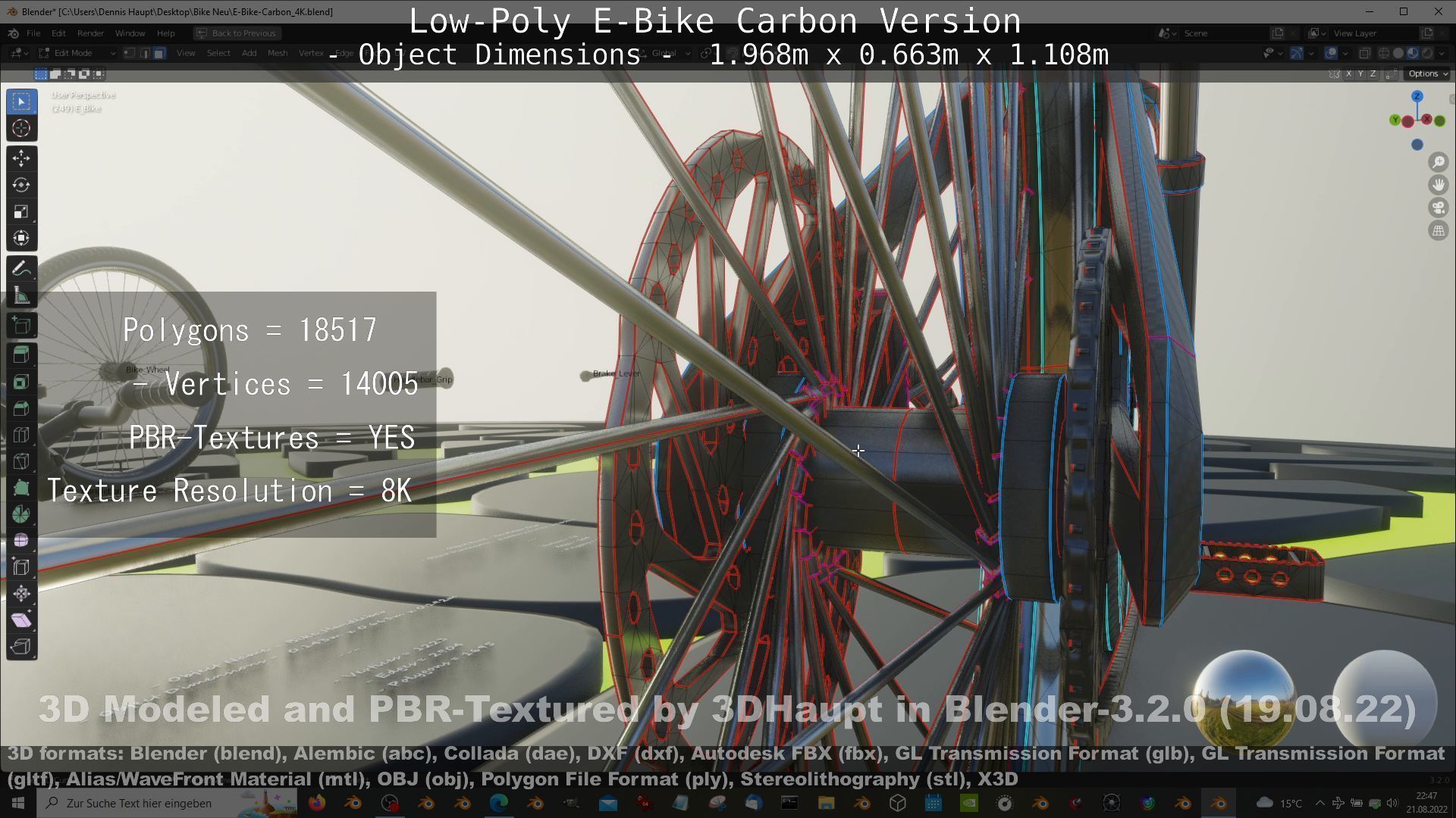 E-Bike Carbon Version Low-poly 3D model_34