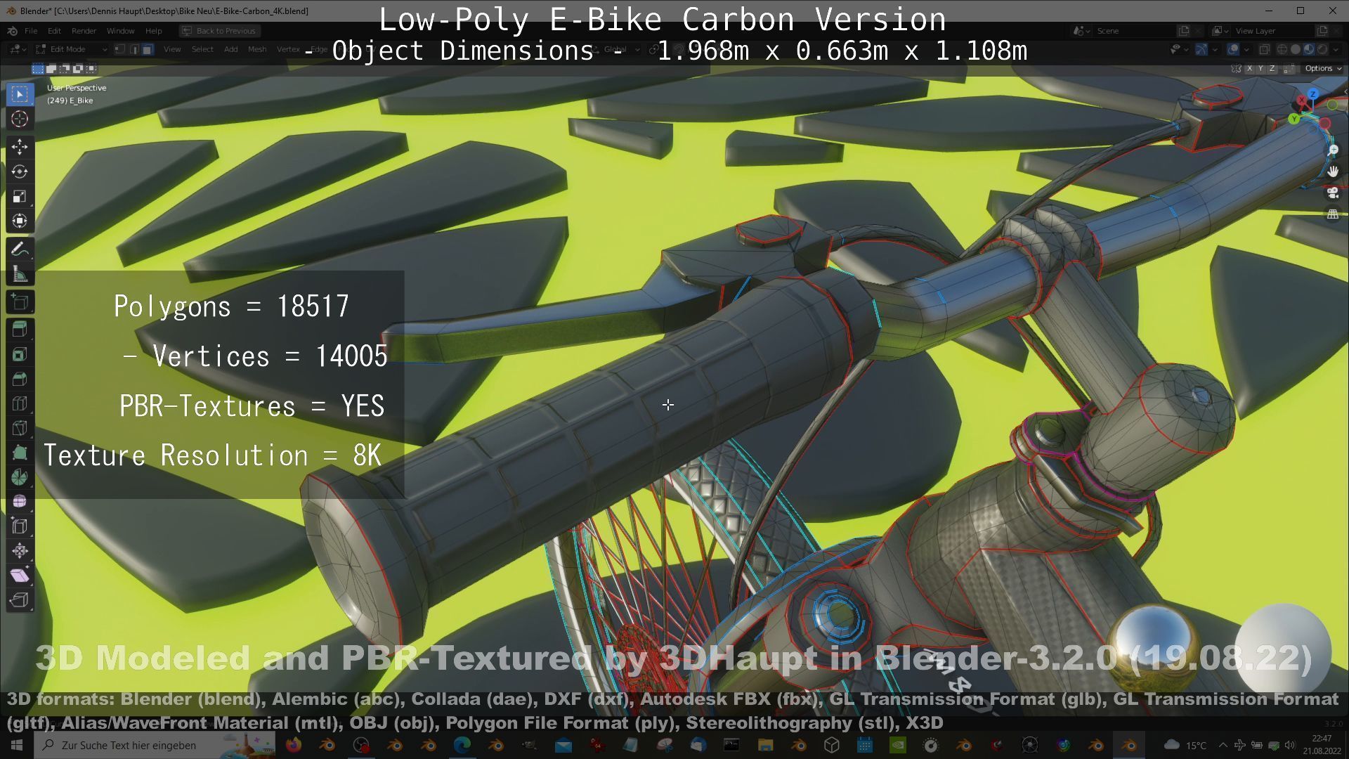 E-Bike Carbon Version Low-poly 3D model_52