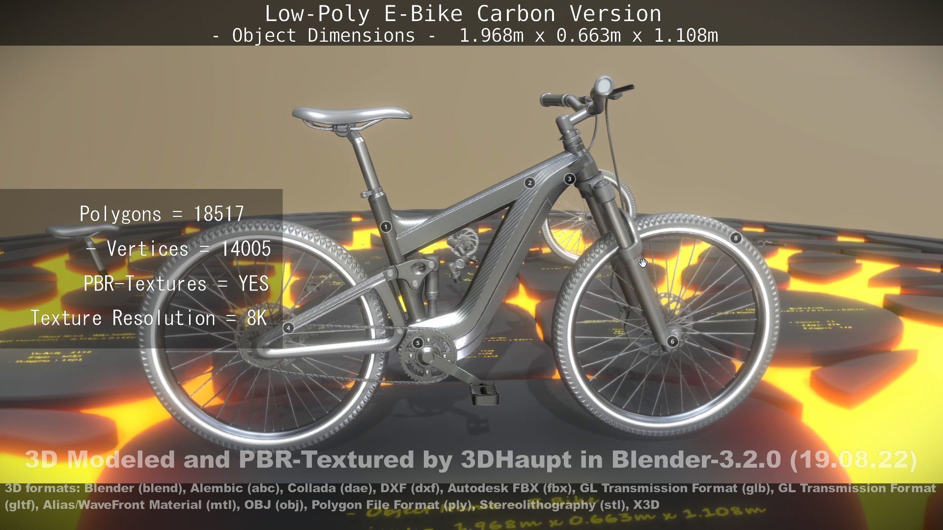 E-Bike Carbon Version Low-poly 3D model_64