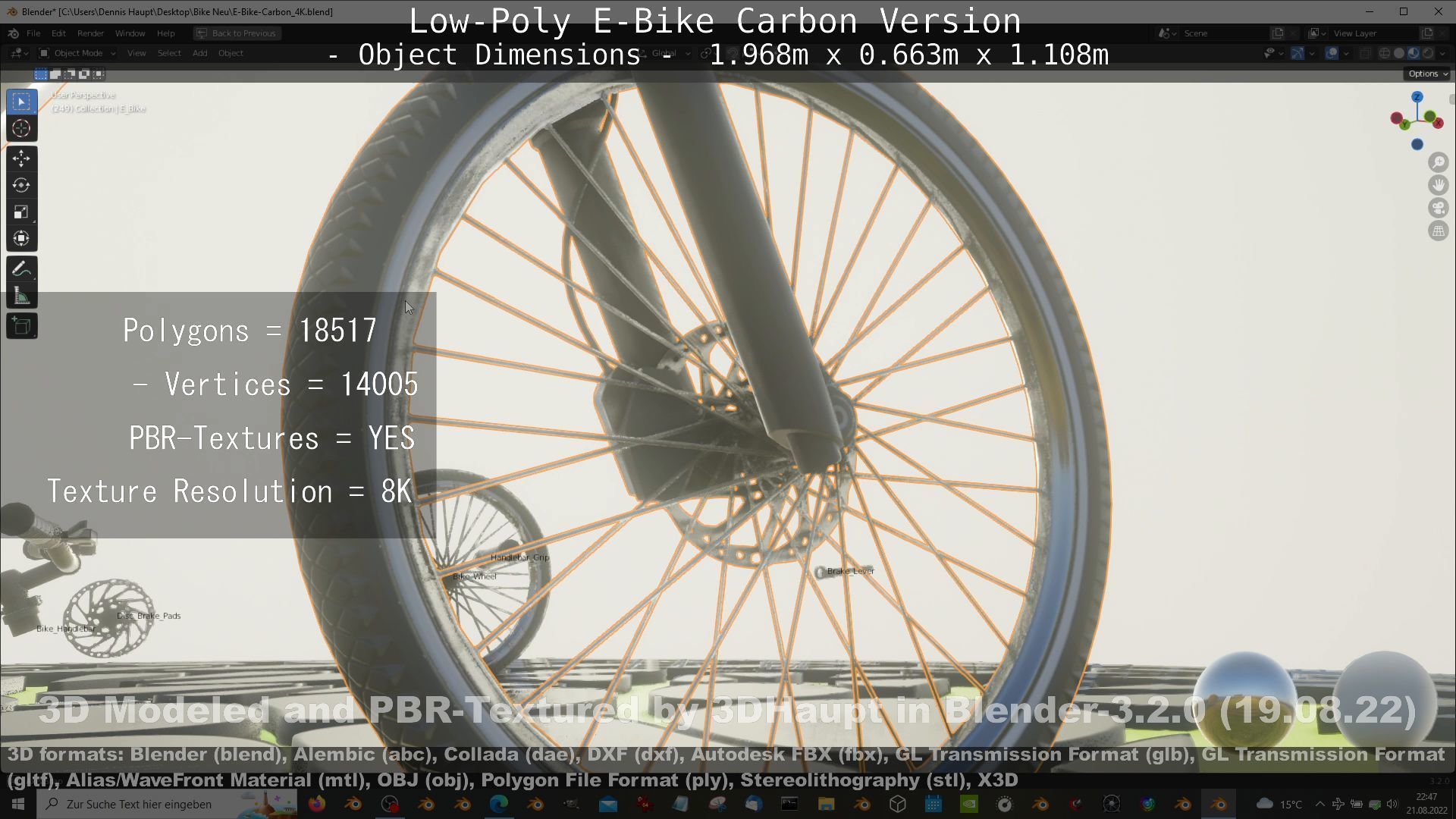 E-Bike Carbon Version Low-poly 3D model_49