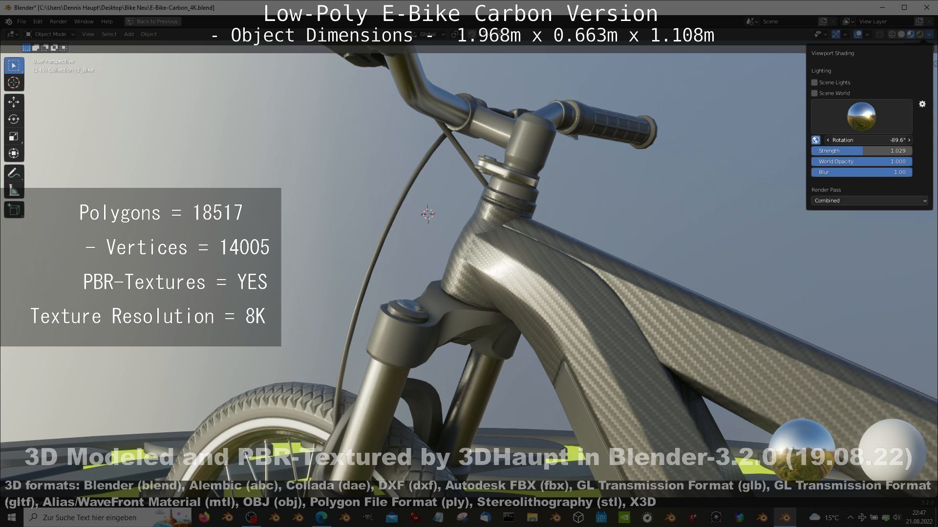 E-Bike Carbon Version Low-poly 3D model_40