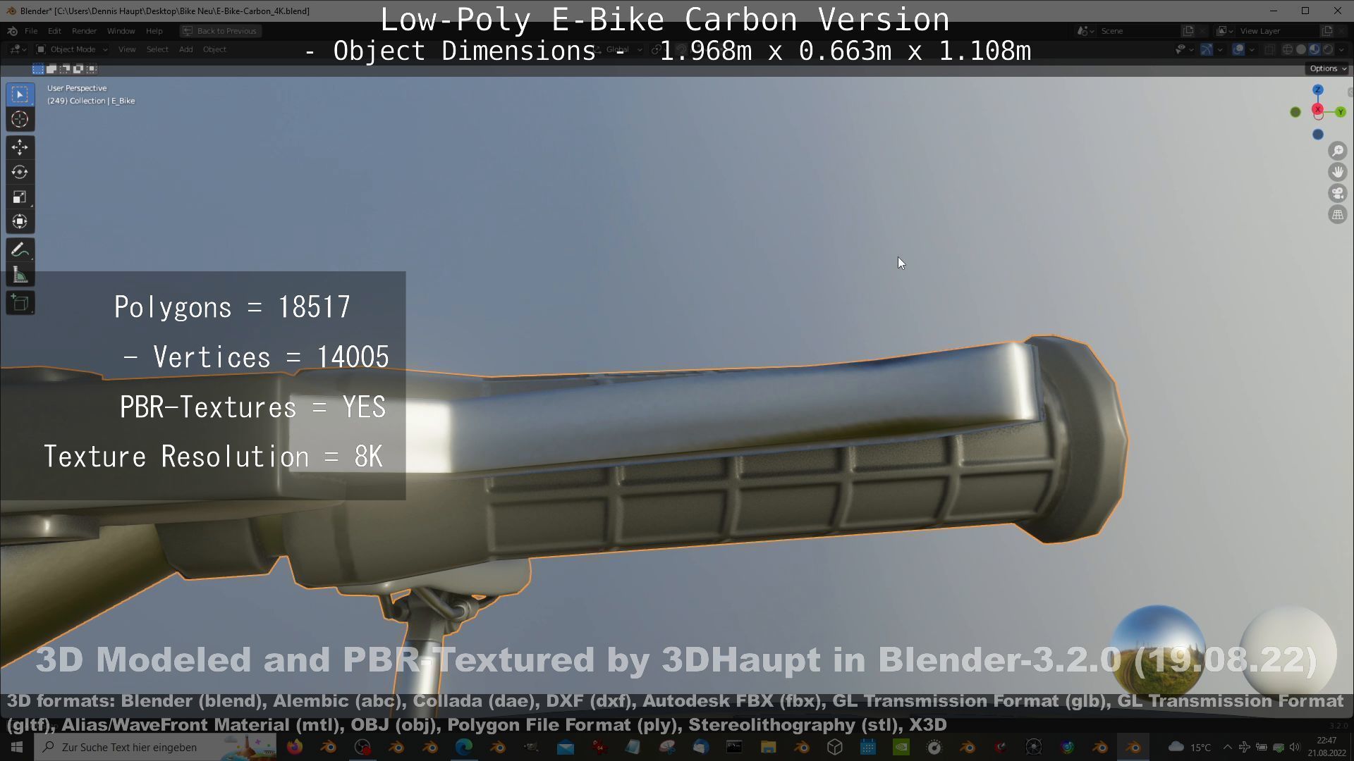 E-Bike Carbon Version Low-poly 3D model_120