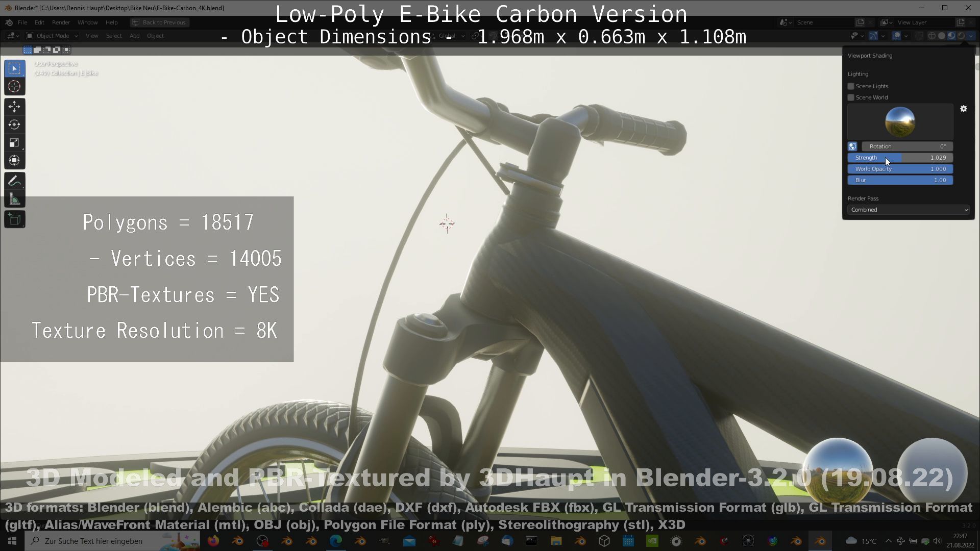 E-Bike Carbon Version Low-poly 3D model_112