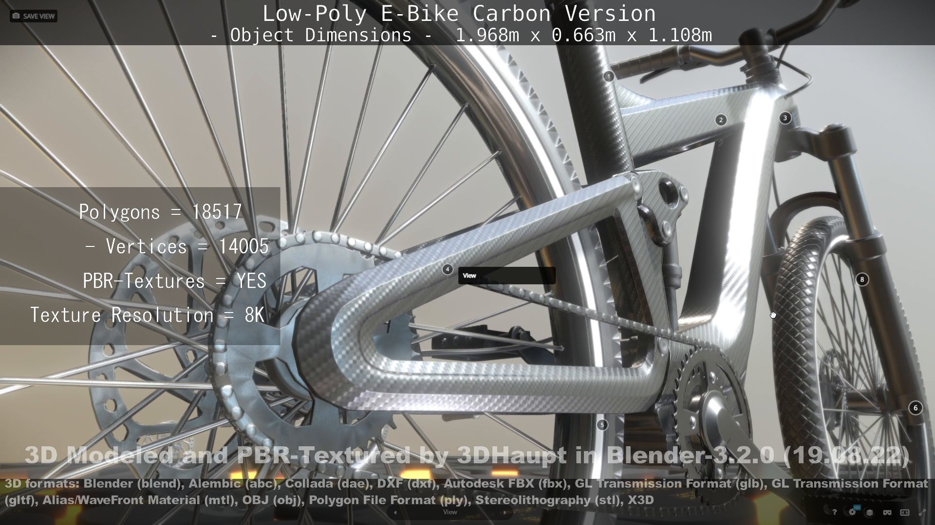 E-Bike Carbon Version Low-poly 3D model_93