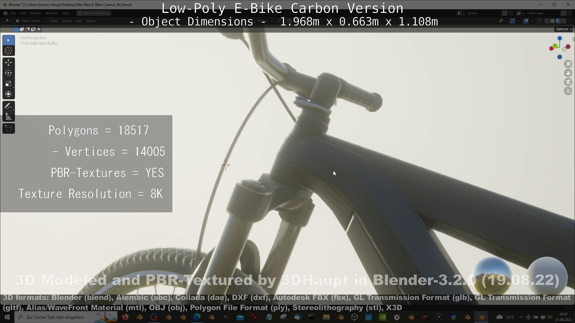 E-Bike Carbon Version Low-poly 3D model_29