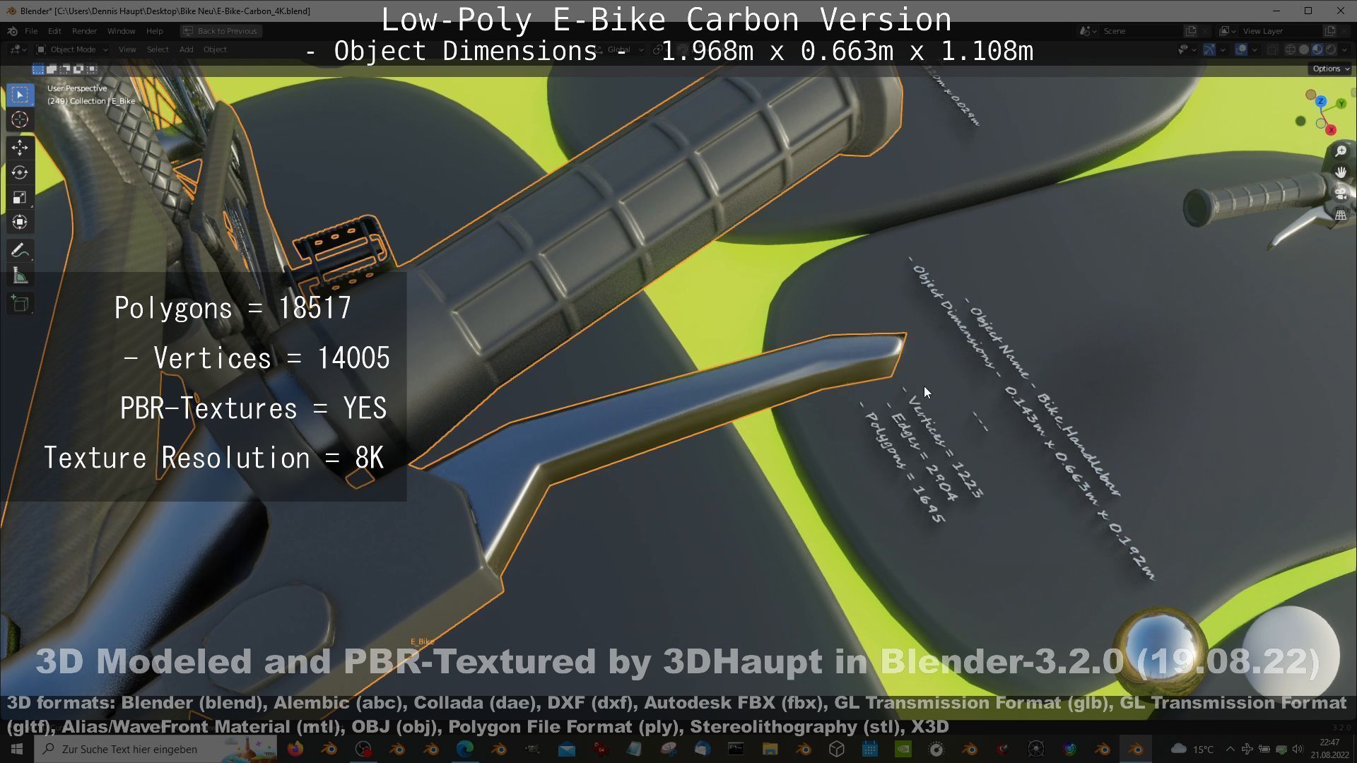 E-Bike Carbon Version Low-poly 3D model_31