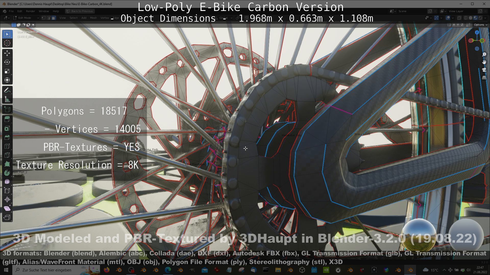 E-Bike Carbon Version Low-poly 3D model_126