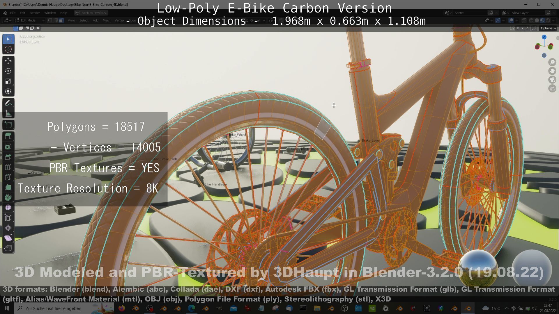 E-Bike Carbon Version Low-poly 3D model_38