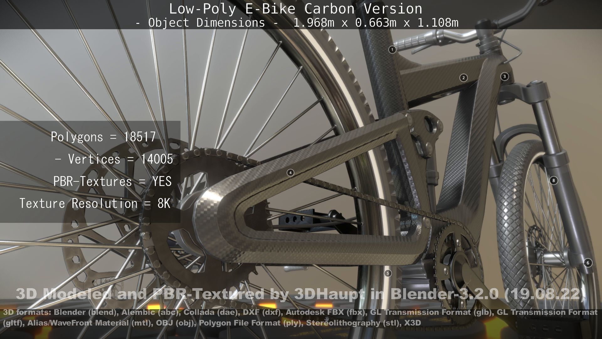 E-Bike Carbon Version Low-poly 3D model_94