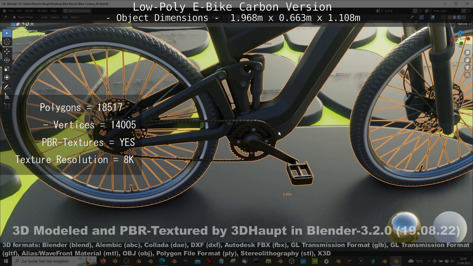 E-Bike Carbon Version Low-poly 3D model_47