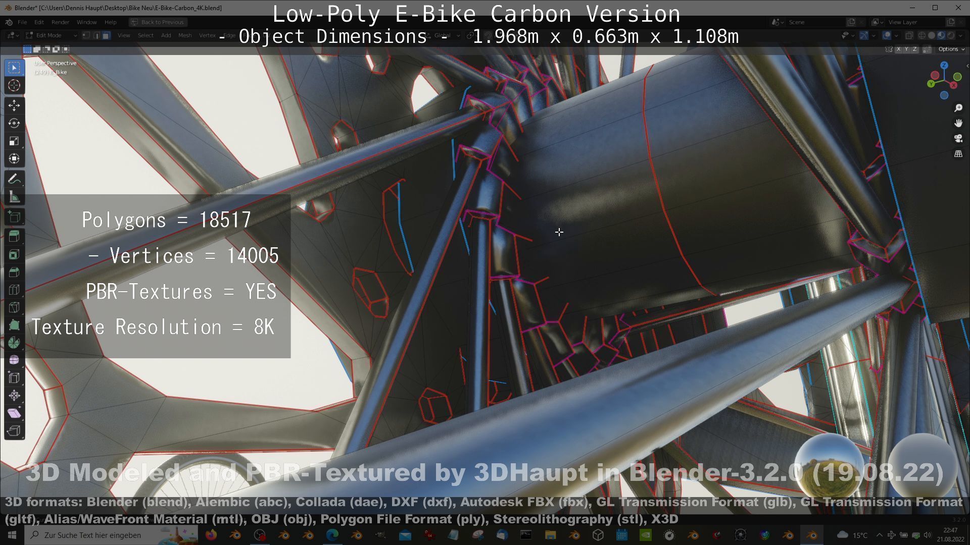 E-Bike Carbon Version Low-poly 3D model_127