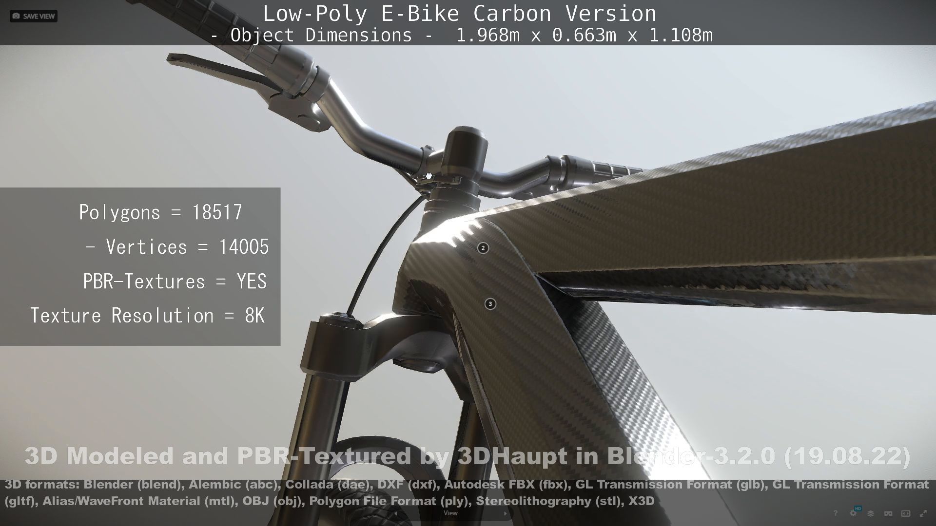 E-Bike Carbon Version Low-poly 3D model_90