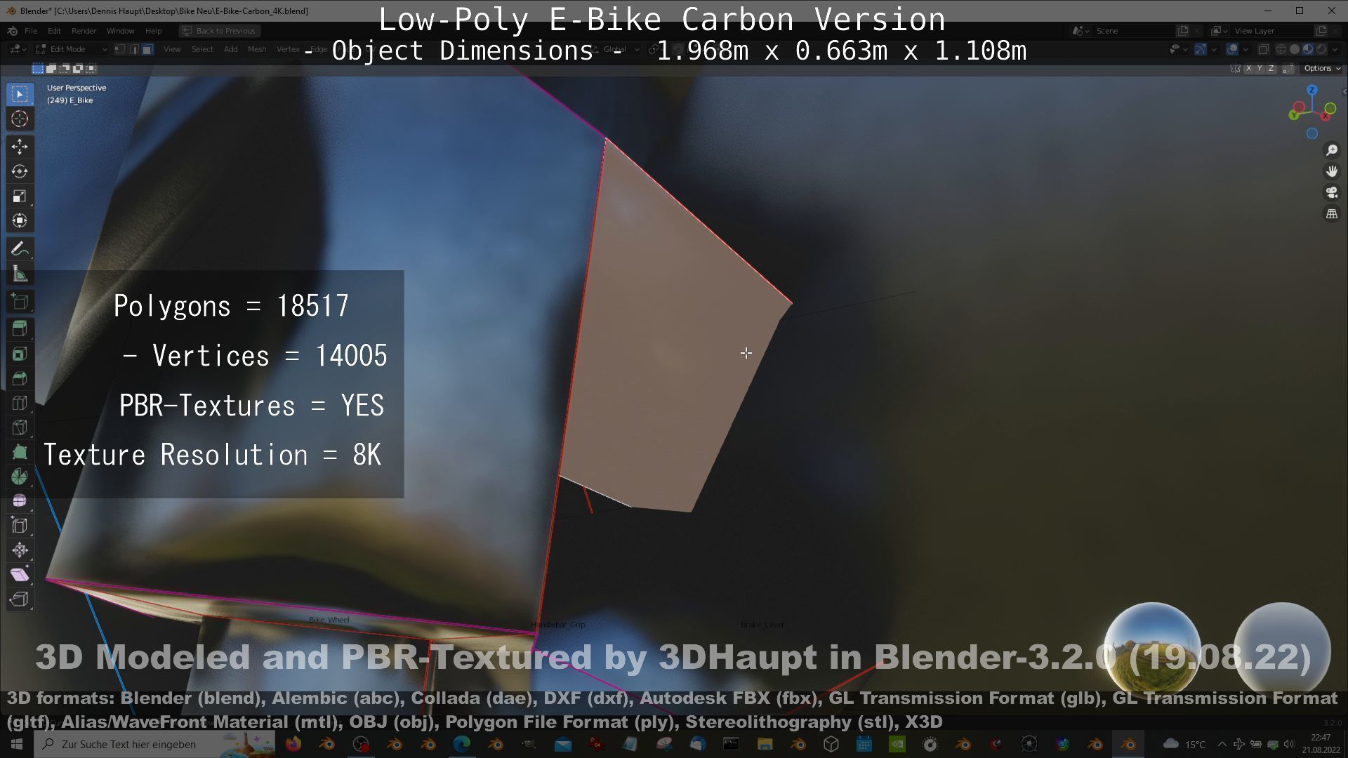 E-Bike Carbon Version Low-poly 3D model_113