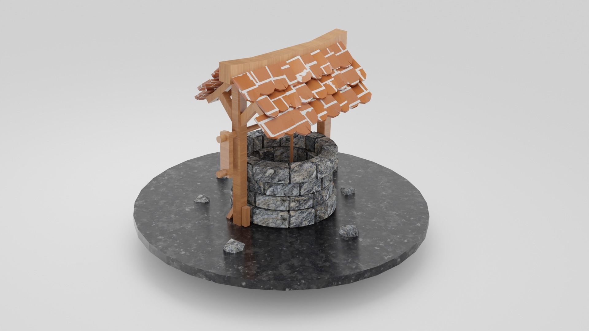 Well Water Stone Well  Medieval Well  Vintage Well  3D Model Low-poly 3D model_2