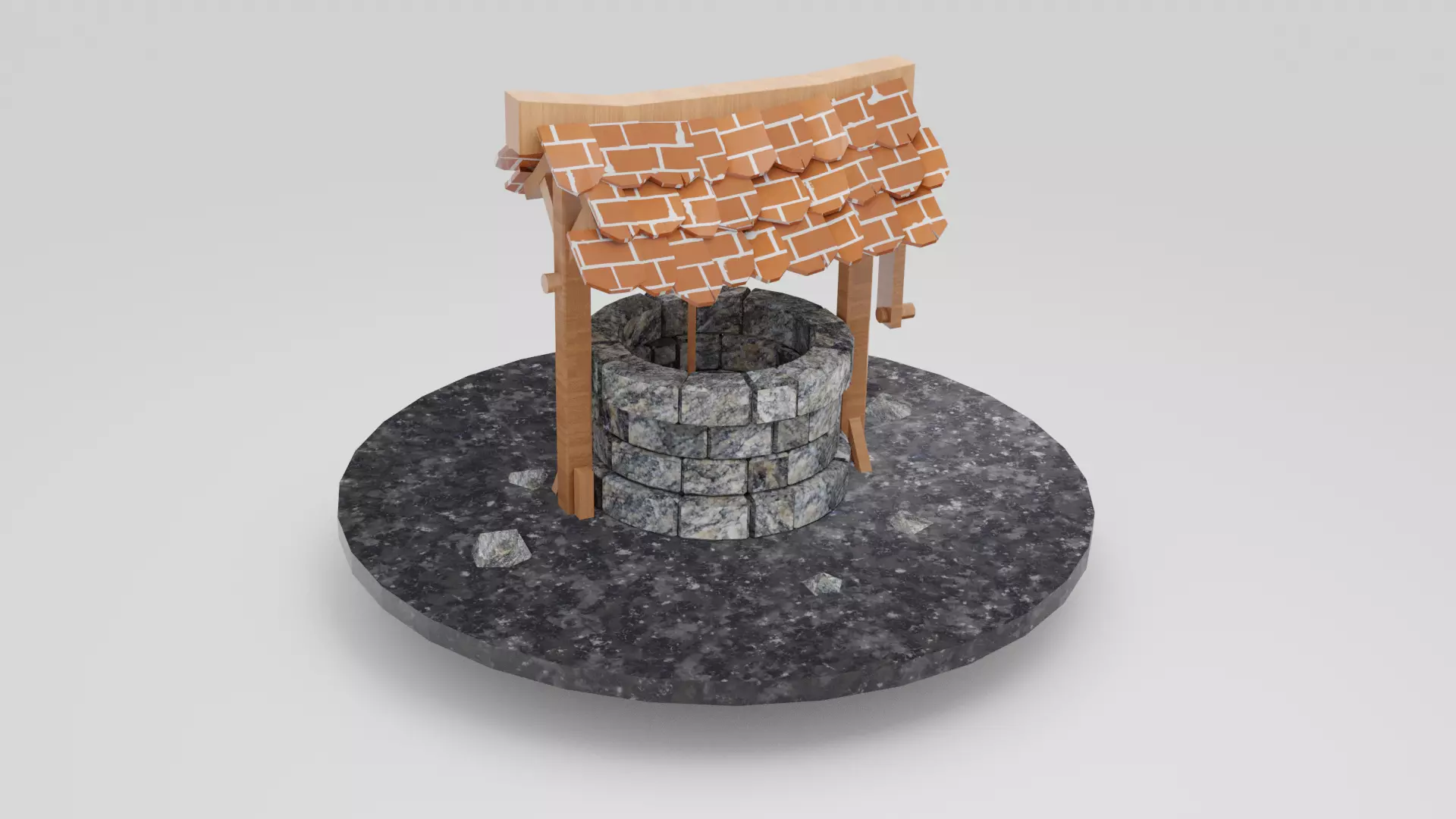 Well Water Stone Well  Medieval Well  Vintage Well  3D Model Low-poly 3D model_0