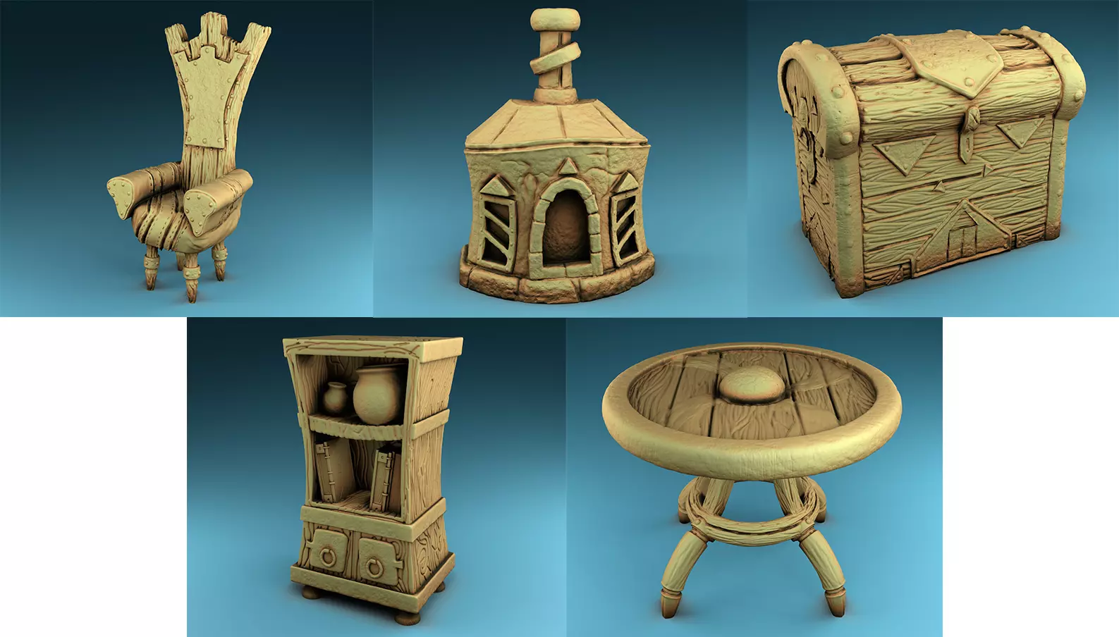 Stylized decor of Middle Ages Set Part 1 3D print model