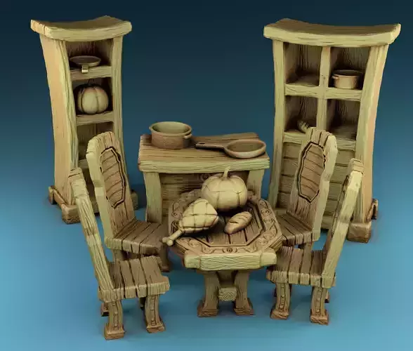 Stylized Middle Ages Kitchen 3D print model
