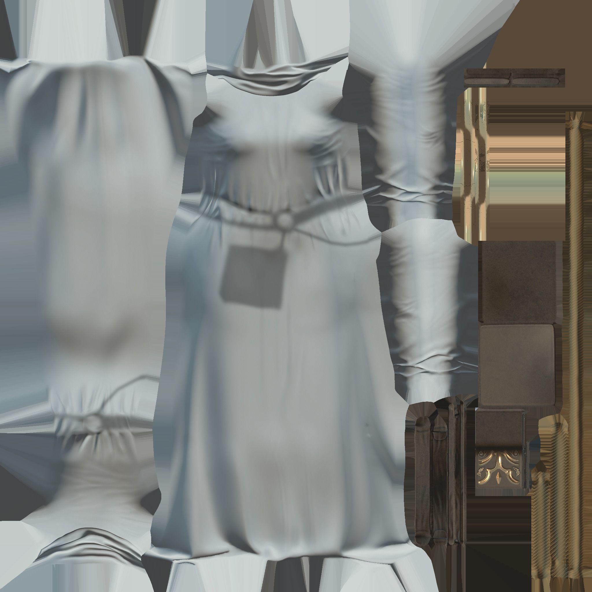 Female Space Monk Robe With Optional Book Belt Accessory Low-poly 3D model_10