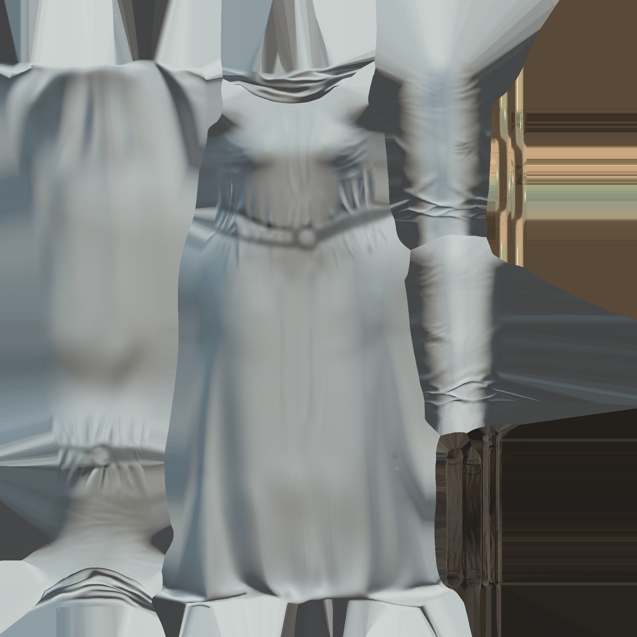 Female Space Monk Robe With Optional Book Belt Accessory Low-poly 3D model_11