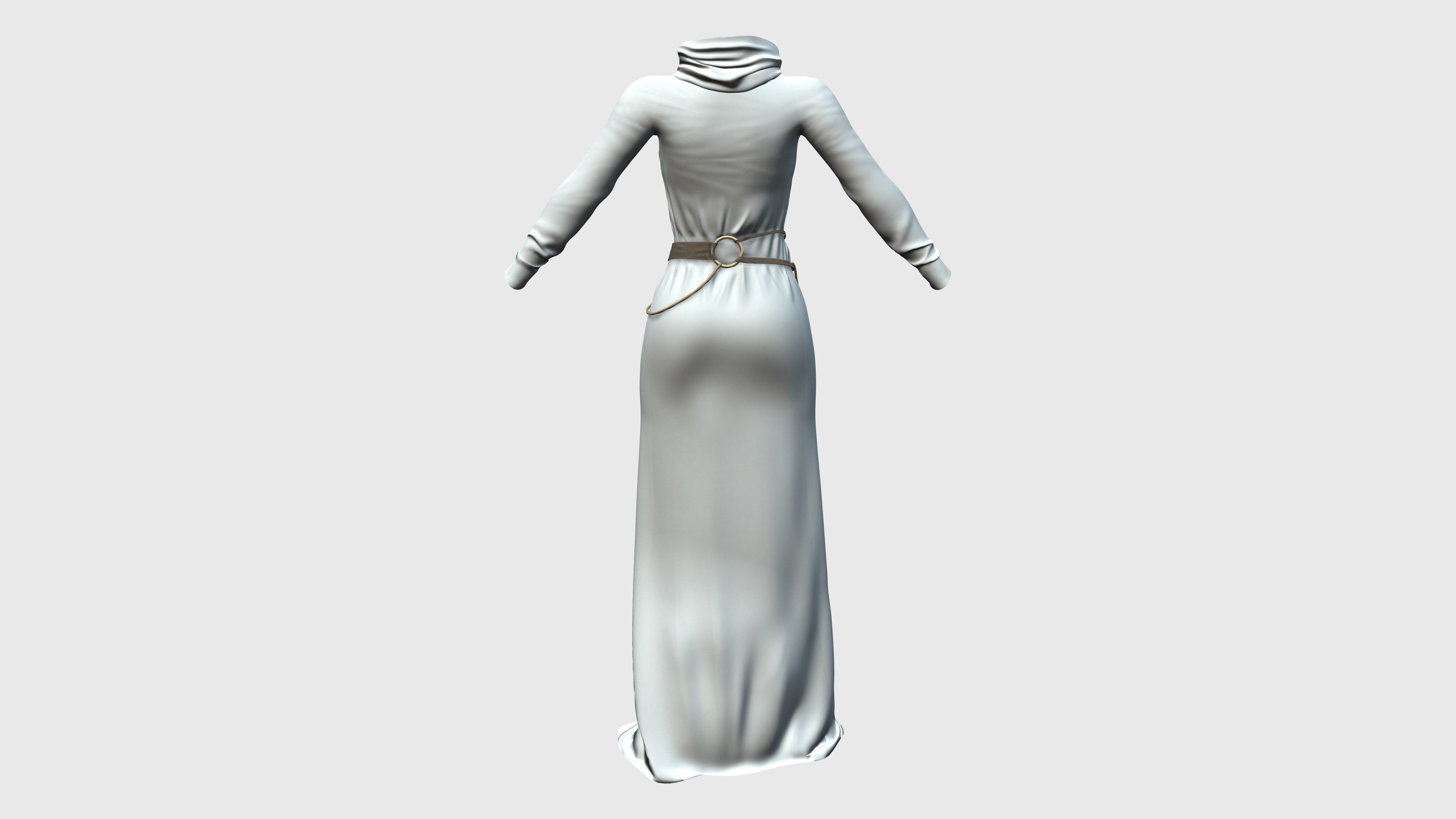 Female Space Monk Robe With Optional Book Belt Accessory Low-poly 3D model_5