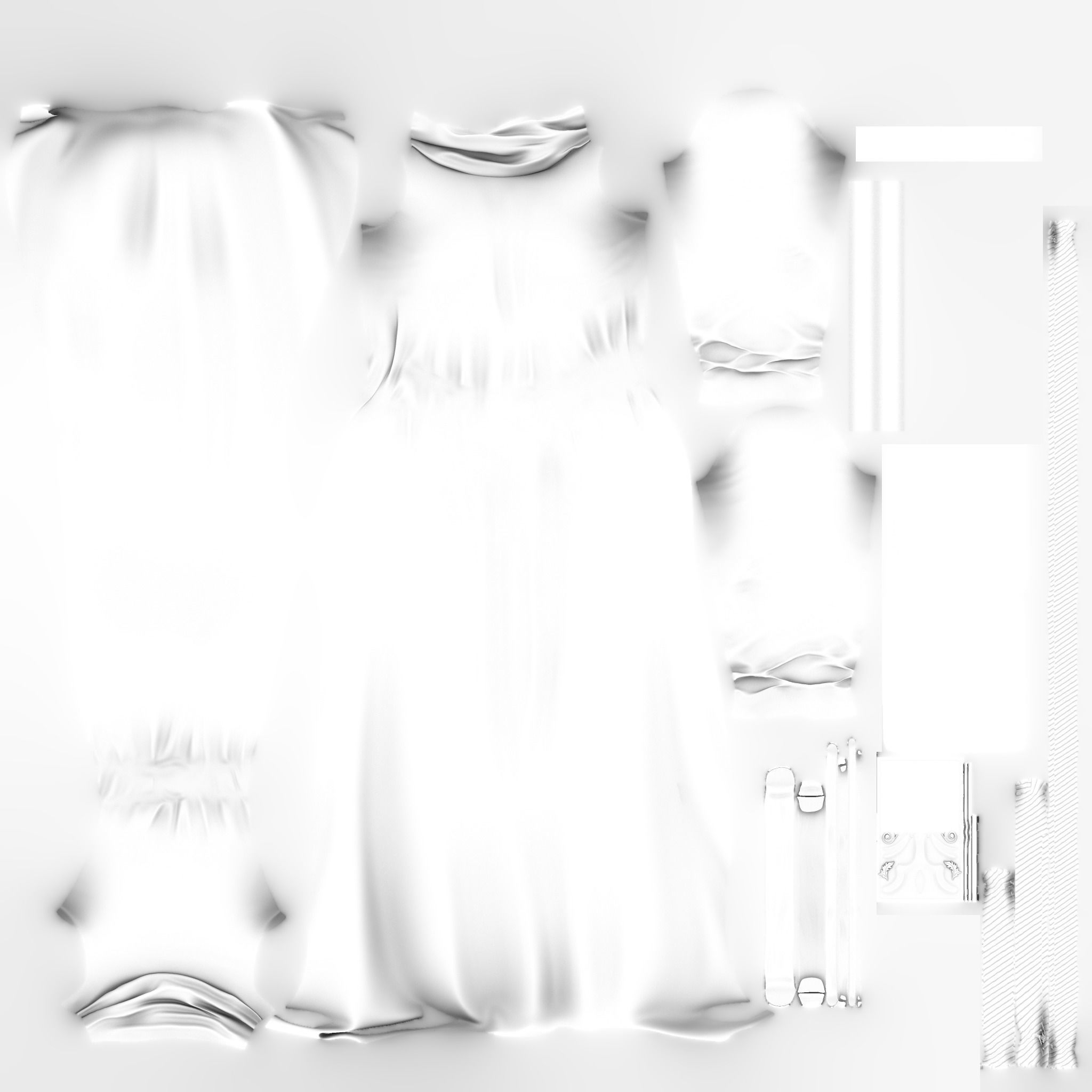 Female Space Monk Robe With Optional Book Belt Accessory Low-poly 3D model_14