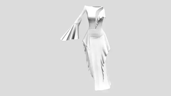 One Shoulder Long Side Slit Skirt Dress