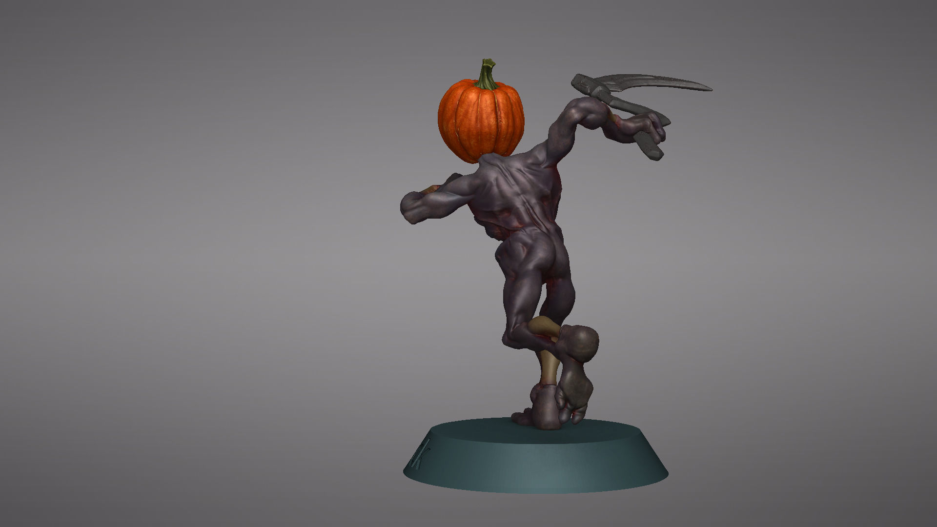 Pumpkin Undead Pose 03 3D print model_25